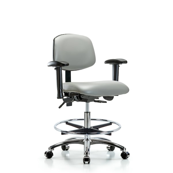 Chair, Vin, Med Bench, Chr AA CF Cast, Dov, 6-Way Adjustable, 22" to 29" Height, Dove
