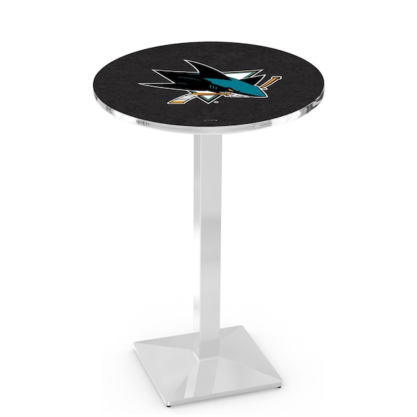 42" Chrome San Jose Sharks Pub Table, 36" dia. Top