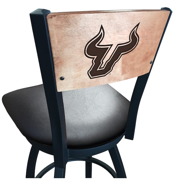 25" Blk Wrinkle South Florida Swivel Bar Stool, Laser Engraved Back