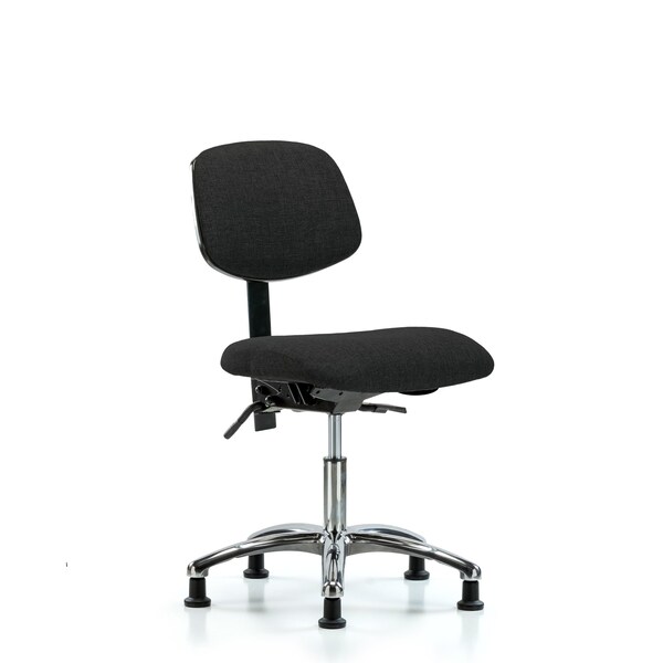 Desk Chair Desk Chair, Fabric, Chrome Tilt Glides, Blk, No Arms, 19" to 24" Height, Fabric, Black