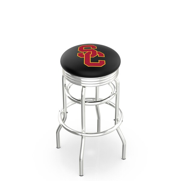 25" Chrome 2-Ring USC Trojans Swivel Bar Stool, Accent Ring