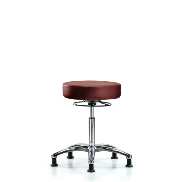 Vinyl Stool, Chrome, Med Bench, Glides, Taupe