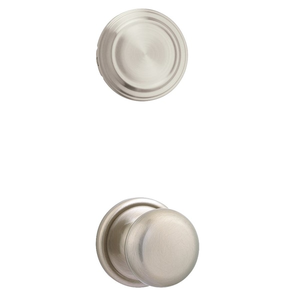 Hancock Knob Interior Dummy Handleset Trim with New Chassis Satin Nickel Finish