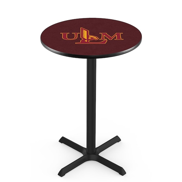 42" Blk Wrinkle Louisiana-Monroe Pub Table, 36" dia. Top