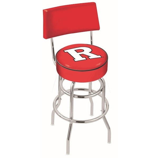 25" Chrome 2-Ring Rutgers Swivel Bar Stool, Back