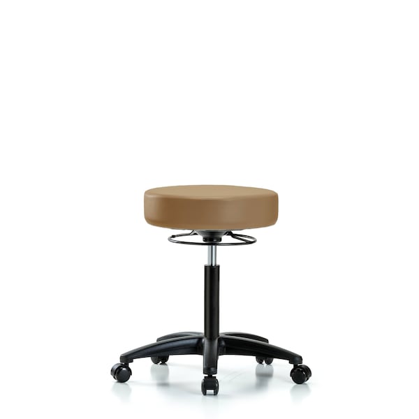 Bench Stool, Med, Vinyl, Casters, Taupe