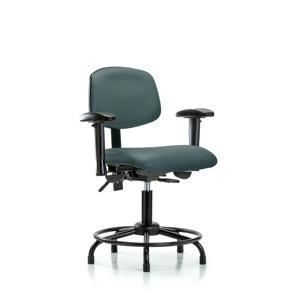 Desk Chair Desk Chair, RT AA, Glides, Vinyl, Blu, Adjustable Arms, 18" to 23" Height, Vinyl