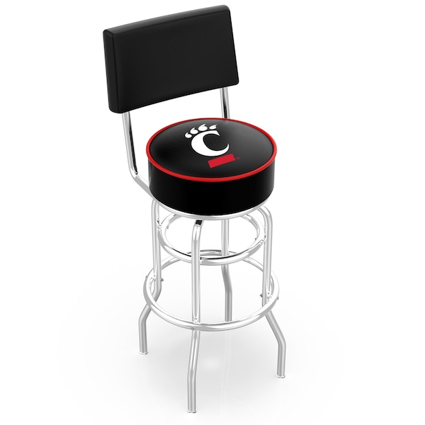 25" Chrome 2-Ring Cincinnati Swivel Bar Stool, Back