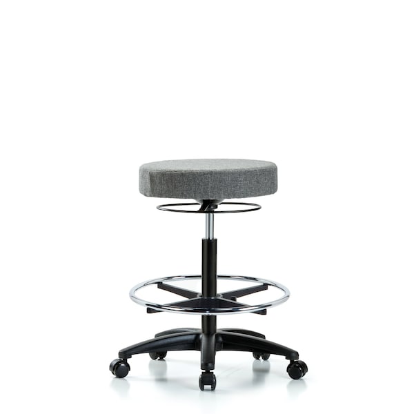 Bench Stool, Hi, Fabric, CF, Casters, Gry