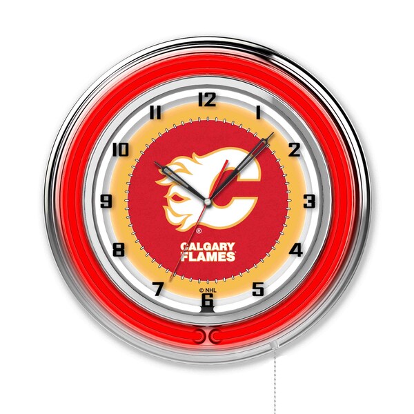 Calgary Flames Double Neon 19" Clock, NHL