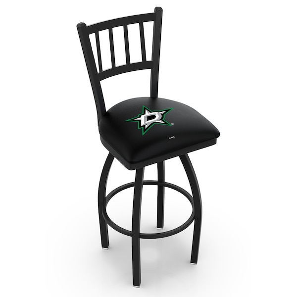25" Blk Wrinkle Dallas Stars Swivel Bar Stool, Jailhouse Back
