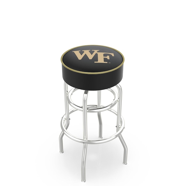 25" Wake Forest Cushion Seat, 2-Ring Chrome Swivel Bar Stool