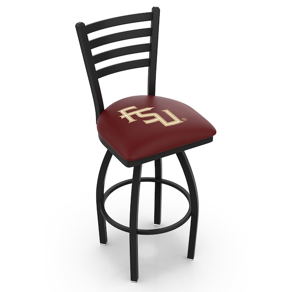 25" Blk Wrinkle Florida State Script Swivel Bar Stool, Ladder Back