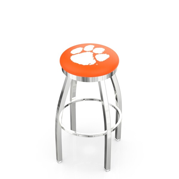25" Chrome Clemson Swivel Bar Stool, Accent Ring