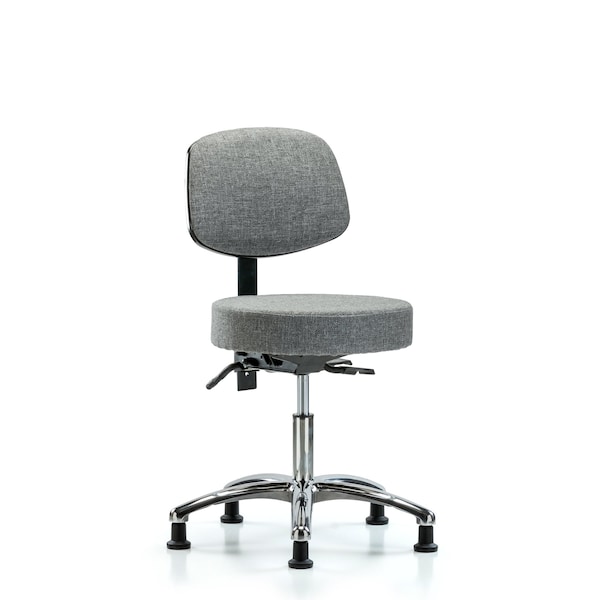 Desk Stool, Fabric, Bk Chrm, Tilt, Glids, Gry
