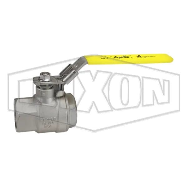 2 pc Ball Valve, 1-1/2 in Nominal, FNPT End Style, 316 SSss Steel Body, Full Port, PTFE Seal So