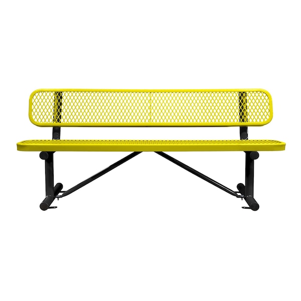 Bench/Back, Surface Mount, 6ft., Yellow