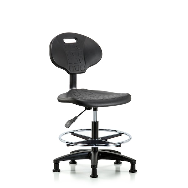 Erie Med Bench Chair, CF, Glides, No Arms, 19" to 27" Height, Black; Blue