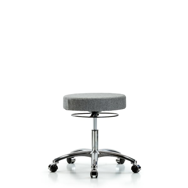 Desk Stool, Chrome, Fabric, Casters, Gry