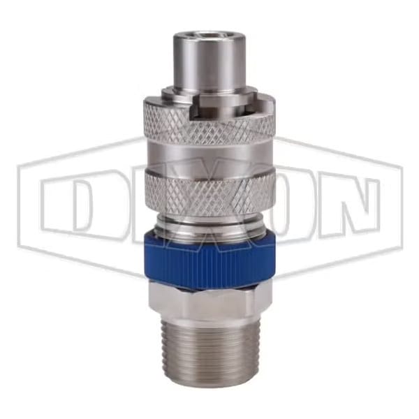Dix-Lock N Series Interchange Safety-Lock Quick Disconnect Pneumatic End Plug, 303 Stainless Steel