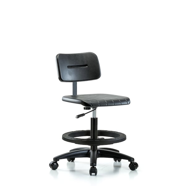 Basic Poly Med Bench Chair, BF, Casters, Polyurethane, 19-1/2" to 27-1/2" Seat Height, Rolling