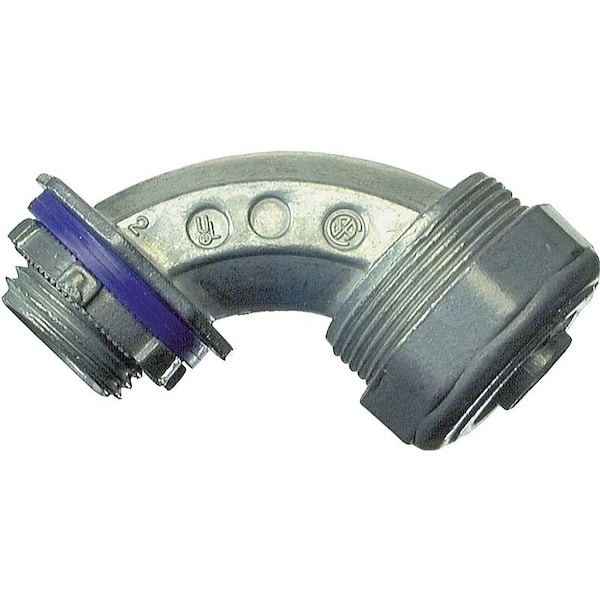 Conduit Fitting Connector, 3/4 in, Liquid-Tight, Die Cast Zinc, PVC Coated