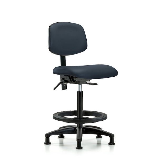 High Bench Chair Desk Chair, Vin, Chr Tilt AA Casters, Port, No Arms, 26" to 35" Height, Vinyl