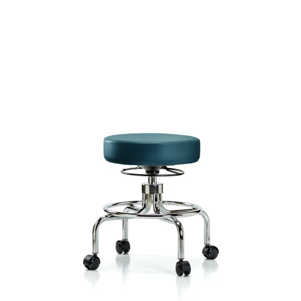 Vinyl Screw-Lift Stool, Med Bench, Casters, Royal