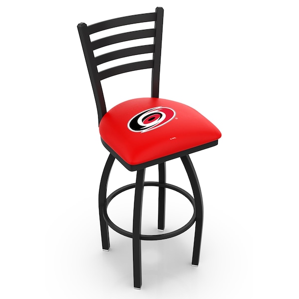 25" Blk Wrinkle Carolina Hurricanes Swivel Bar Stool, Ladder Back