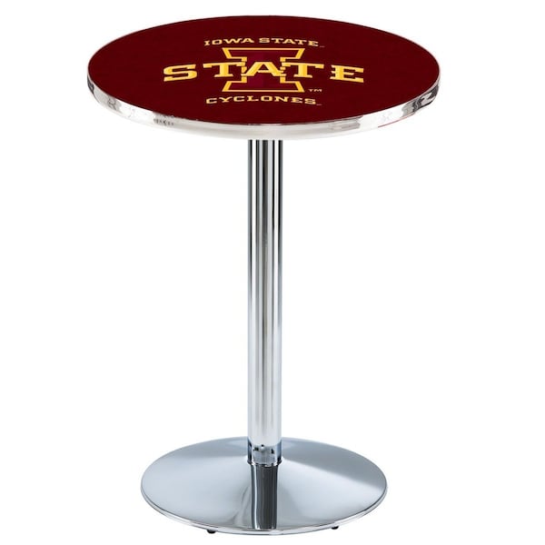 42" Chrome Iowa State Pub Table, 36" dia. Top