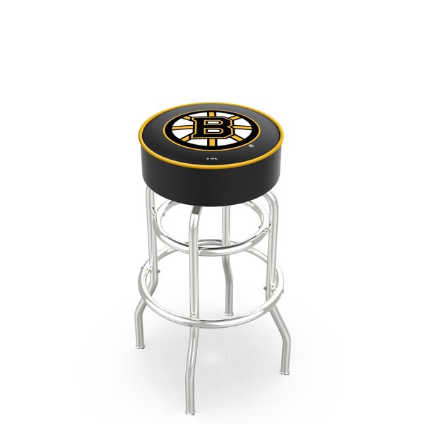 25" Boston Bruins Cushion Seat, 2-Ring Chrome Swivel Bar Stool