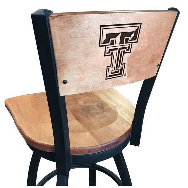 25" Blk Wrinkle Texas Tech Swivel Bar Stool, Laser Engraved Back