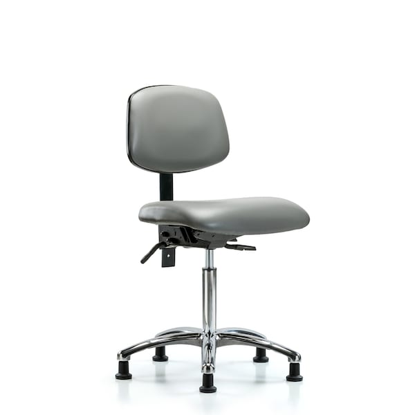 Vinyl Chair Chrome, Med Bench, Tilt, Glides, Sterling