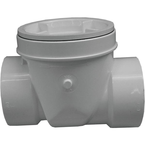 CANPLAS Backwater Valve, 4 in Connection, Hub, PVC