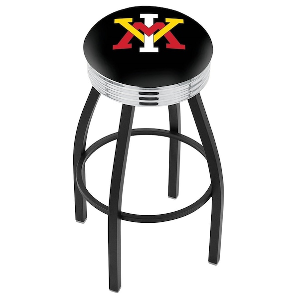 25" Blk Wrnkl Virginia Military Institute Swivel Bar Stool, Chrome Ring