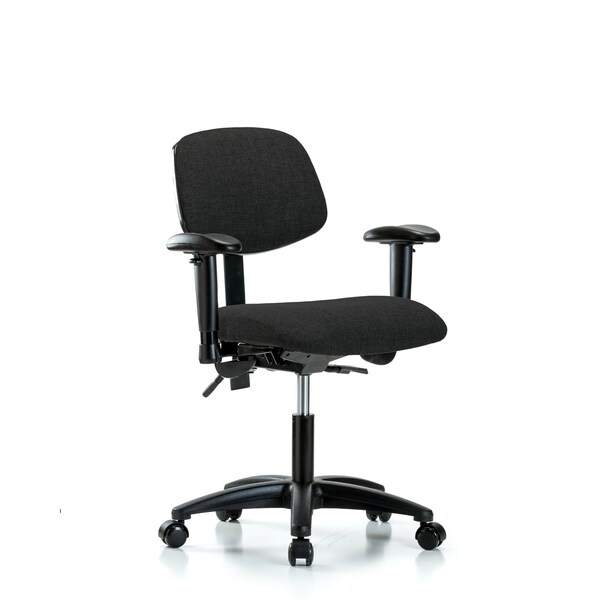 Desk Chair Desk Chair, Fabric, AA Casters, Blk, Adjustable Arms, 19" to 24" Height, Fabric, Black