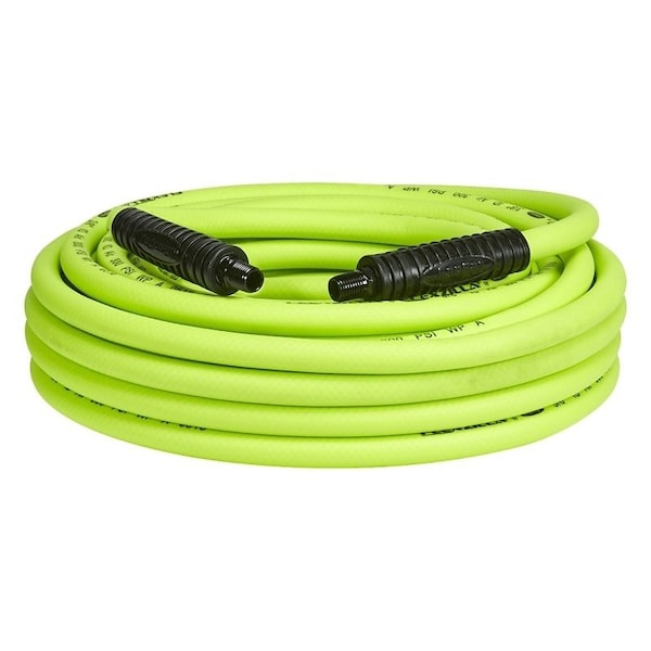 HFZ3850YW2 Premium Air Hose, 38 in ID, 50 ft L, MNPT, 300 psi Pressure, Polymer, Green