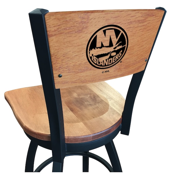 25" Blk Wrinkle New York Islanders Swivel Bar Stool, Engraved Back