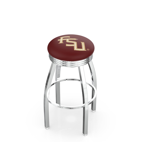 25" Chrome Florida State (Script) Swivel Bar Stool, Accent Ring