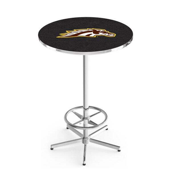 42" Chrome Western Michigan Pub Table, 36" dia. Top