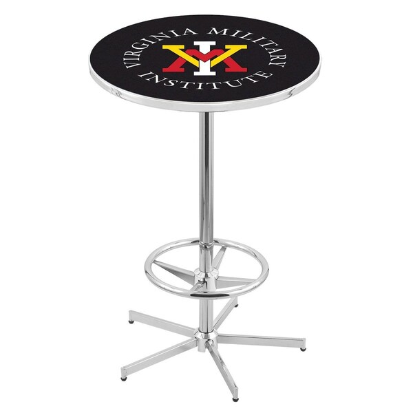 42" Chrome Virginia Military Institute Pub Table, 36" dia. Top