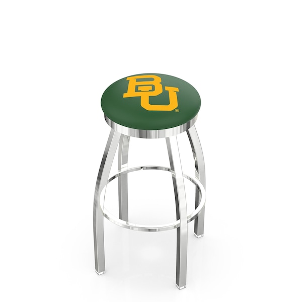 25" Chrome Baylor Swivel Bar Stool, Accent Ring