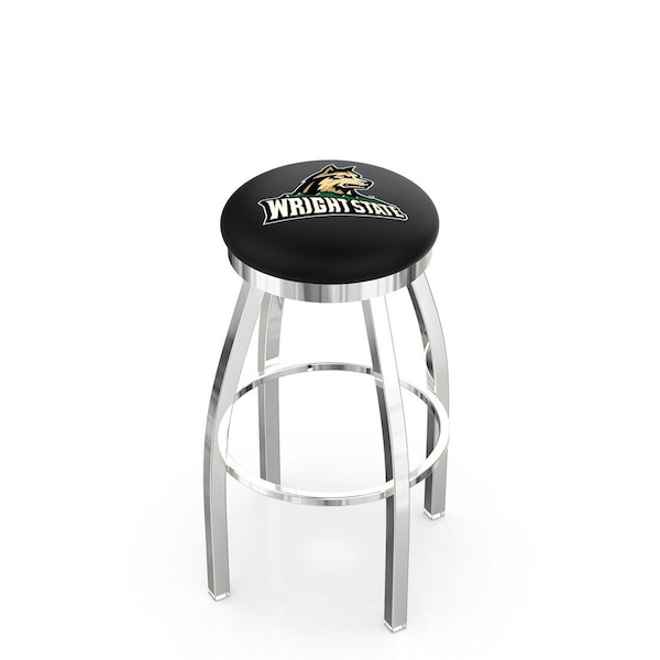 25" Chrome Wright State Swivel Bar Stool, Accent Ring