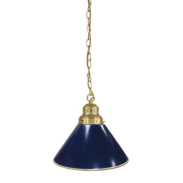 Dark Blue Pendant Light, Brass Fixture