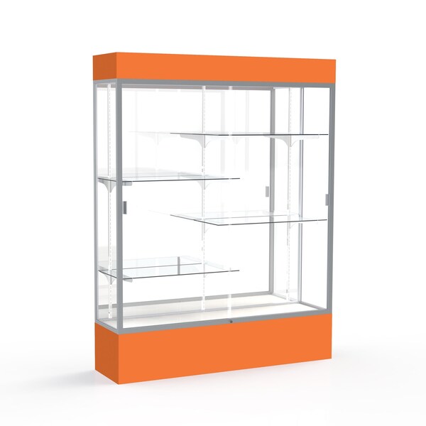 Lighted Floor Display Case 60x80x16, Mirror, Satin