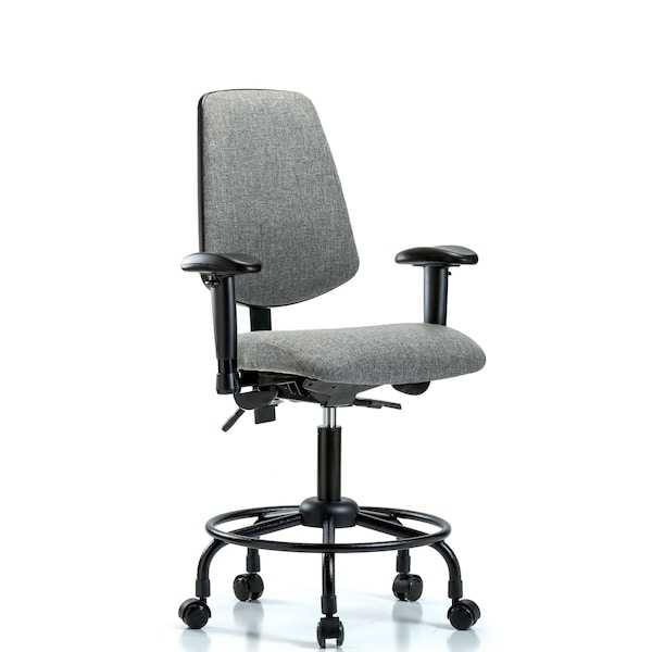 Desk Chair Fab Desk Chair, Med, Bk, RT, Cast, Gry, Adjustable Arms, 21" to 26" Height, Fabric, Grey