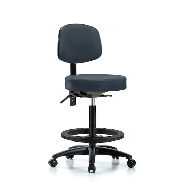 Bench Stool, Hi, Vinl, Bk, Tilt, BF, Cast, Nav