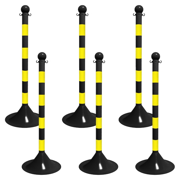 Black/Yellow Light Duty Stanchion (6-Pack)