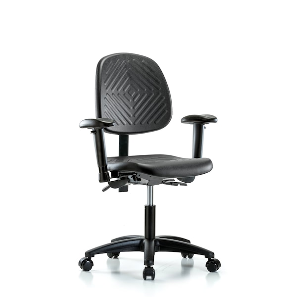 Desk Chair Desk Chair, Med, Poly, Bk, AA, Casters, Adjustable Arms, 17" to 22" Height, Black; Blue