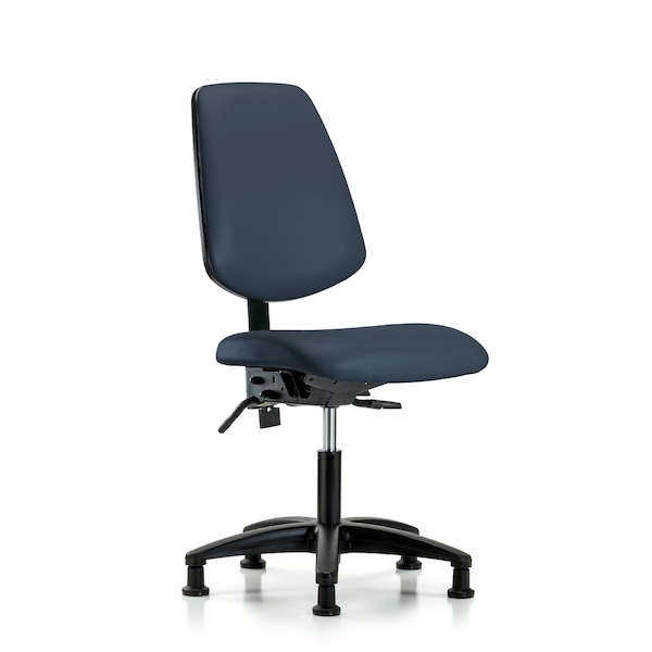 Desk Chair No Arms, 18" to 23" Height, Vinyl, Imperial Blue